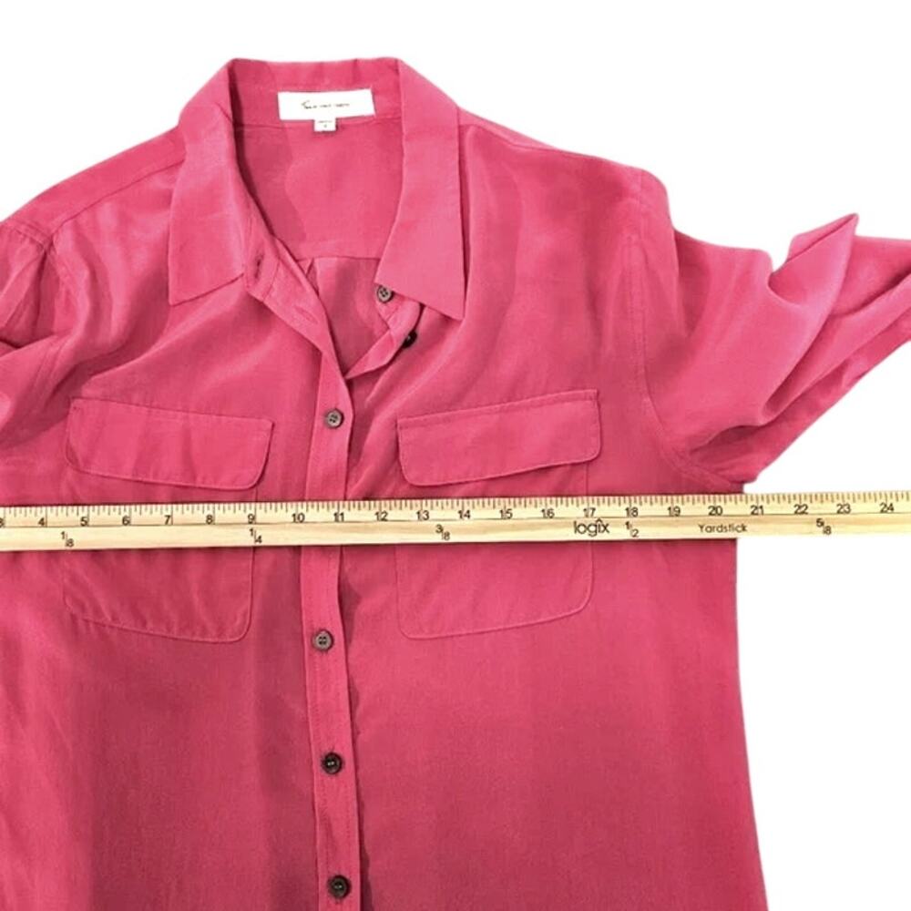 Two by Vince Camuto Soft Pink Button Down Silk Camp Utility Blouse Size Large - Picture 10 of 12